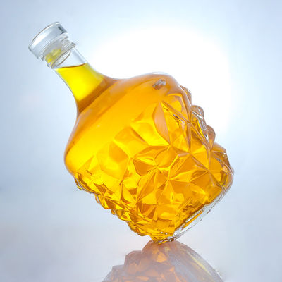 Bouteille de verre ronde décalée claire ou personnalisée pour le rhum, la vodka, le whisky et le tequila gin