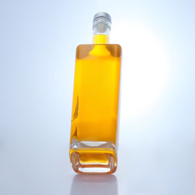 750 ml bouteille de verre en forme de forme personnalisée pour les spiritueux pour le cognac Vodka Whisky haut de liège en forme carrée