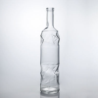 Bouteille en verre de liqueur très durable avec motif en relief et bouchon de liège parfait