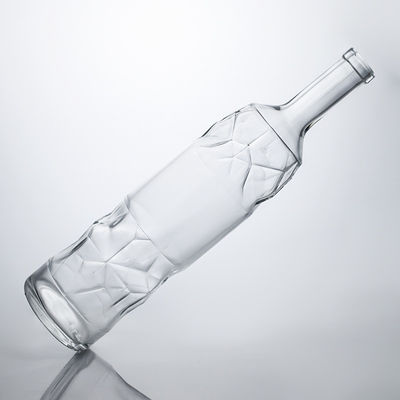 Bouteille en verre de liqueur très durable avec motif en relief et bouchon de liège parfait
