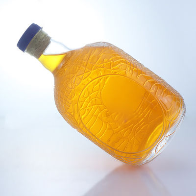 Forme ronde unique en relief de qualité alimentaire rhum vodka whisky tequila gin bouteille en verre avec liège parfait
