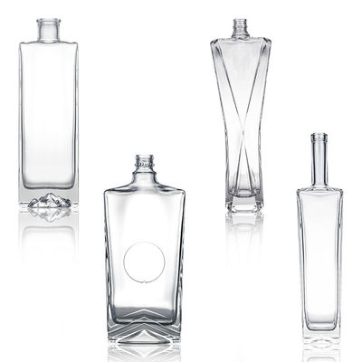 Bouteille en verre en forme de carré à capuche personnalisée pour alcool industriel, rhum, vodka, whisky, tequila et gin