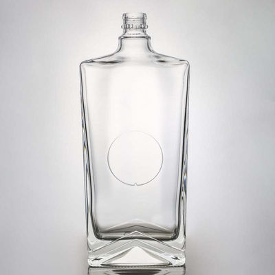 Bouteille en verre en forme de carré à capuche personnalisée pour alcool industriel, rhum, vodka, whisky, tequila et gin