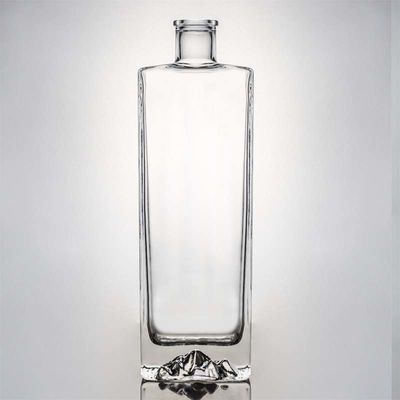 Bouteille en verre en forme de carré à capuche personnalisée pour alcool industriel, rhum, vodka, whisky, tequila et gin