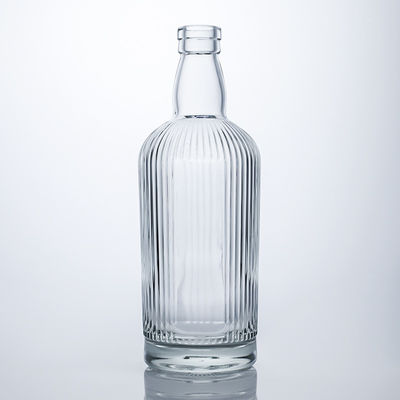 750 ml Bouteille en verre ronde à bande et bouchon pour le rhum Vodka Whisky Tequila Gin