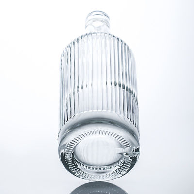 750 ml Bouteille en verre ronde à bande et bouchon pour le rhum Vodka Whisky Tequila Gin