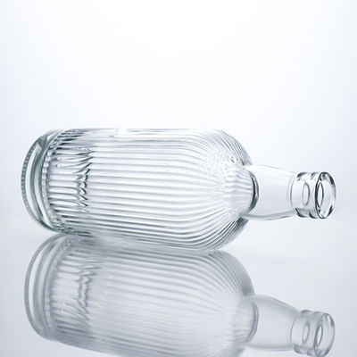 750 ml Bouteille en verre ronde à bande et bouchon pour le rhum Vodka Whisky Tequila Gin