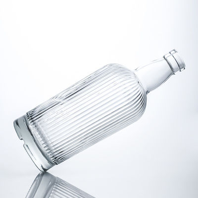 750 ml Bouteille en verre ronde à bande et bouchon pour le rhum Vodka Whisky Tequila Gin