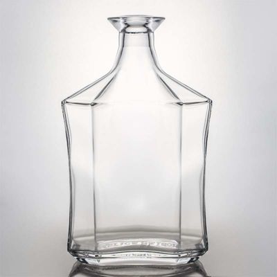 Bouteille en verre polygone unique et propre pour le whisky, le gin et le rhum, la vodka 1000 ml