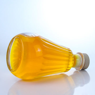Bouteille de verre ronde avec bouchon de liège et logo personnalisé pour le rhum Vodka Whisky Tequila Gin