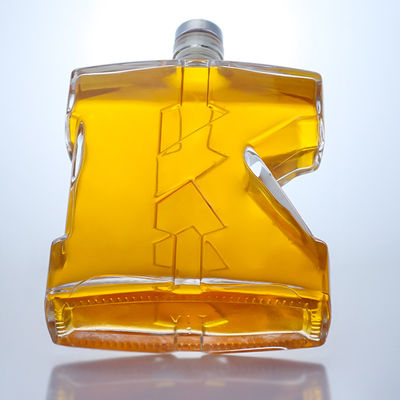 750 ml bouteille de verre de flint clair en forme unique pour le gin, le rhum, le champagne, le cognac et le whisky
