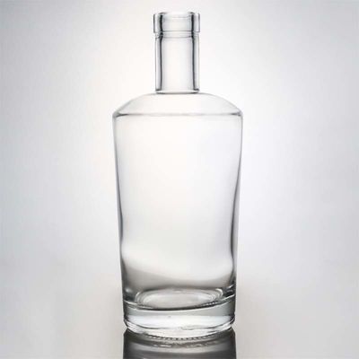 Matériau du collier verre 750 ml bouteille de silex clair en forme ronde pour le gin rom sur mesure
