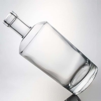 Matériau du collier verre 750 ml bouteille de silex clair en forme ronde pour le gin rom sur mesure
