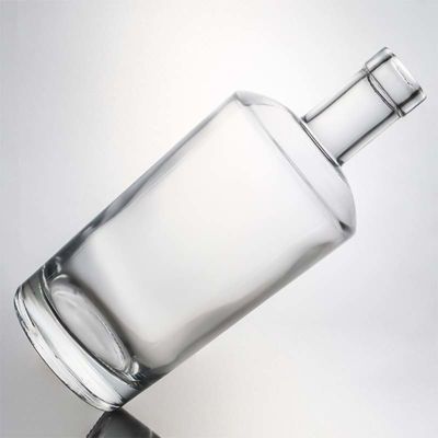 Matériau du collier verre 750 ml bouteille de silex clair en forme ronde pour le gin rom sur mesure