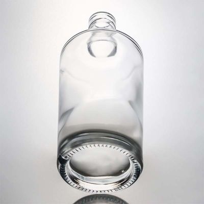 Matériau du collier verre 750 ml bouteille de silex clair en forme ronde pour le gin rom sur mesure