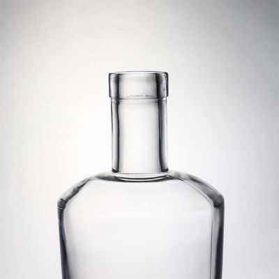 Matériau du collier verre 750 ml bouteille de silex clair en forme ronde pour le gin rom sur mesure