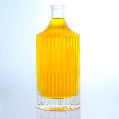 Bouteille de verre vide transparente de 500 ml 750 ml 1000 ml pour la vodka, le gin, le rhum, le whisky et le cognac