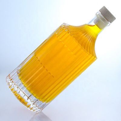 Bouteille de verre vide transparente de 500 ml 750 ml 1000 ml pour la vodka, le gin, le rhum, le whisky et le cognac