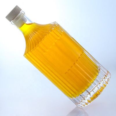 Bouteille de verre vide transparente de 500 ml 750 ml 1000 ml pour la vodka, le gin, le rhum, le whisky et le cognac