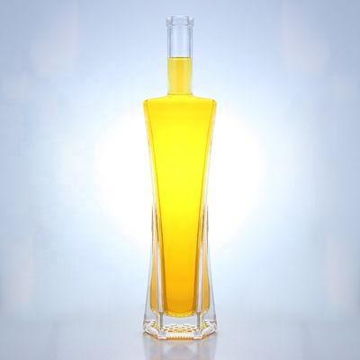 Bouteille en verre transparent de 500 ml 750 ml 1000 ml avec bouchon à vis Matériau de base pour boissons industrielles