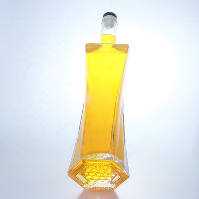 Bouteille en verre transparent de 500 ml 750 ml 1000 ml avec bouchon à vis Matériau de base pour boissons industrielles