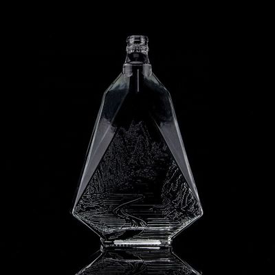 Bouteille en verre de silex à fond épais et clair pour le gin, le whisky, le rhum, la tequila et le brandy