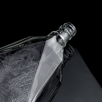 Bouteille en verre de silex à fond épais et clair pour le gin, le whisky, le rhum, la tequila et le brandy