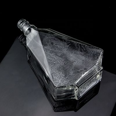 Bouteille en verre de silex à fond épais et clair pour le gin, le whisky, le rhum, la tequila et le brandy