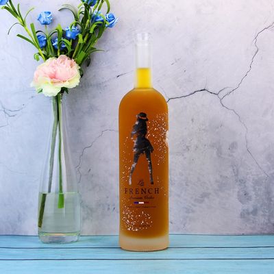 Vente en gros 750 ml 1000 ml glacé bouteille en verre décal pour la bière Vodka Whisky spiritueux
