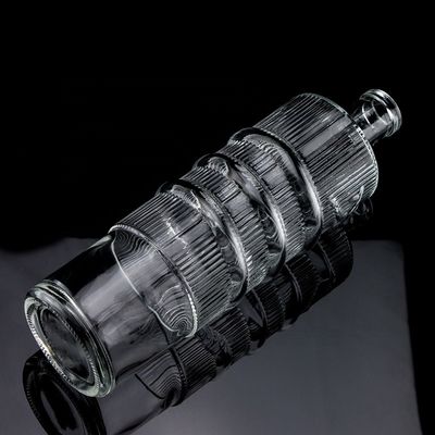 Bouteille en verre en relief de luxe 750 ml 1000 ml Gin clair à la chaux Rum Champagne Tequila Bouteille de whisky au liège