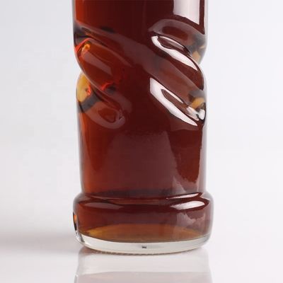 2022 Bouteille en verre en relief à fond épais, à base de silex clair pour le gin, le whisky, le rhum, la tequila, le cognac