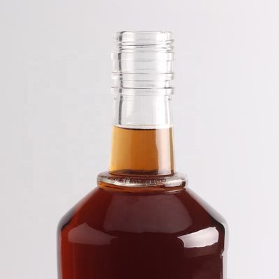 2022 Bouteille en verre en relief à fond épais, à base de silex clair pour le gin, le whisky, le rhum, la tequila, le cognac