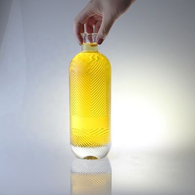 Bouteille de verre transparente de 750 ml avec gravure de silex supplémentaire avec liège de 500 ml