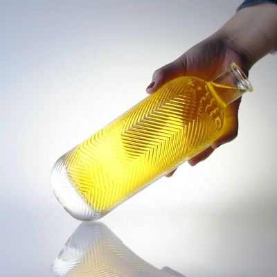 Bouteille de verre transparente de 750 ml avec gravure de silex supplémentaire avec liège de 500 ml