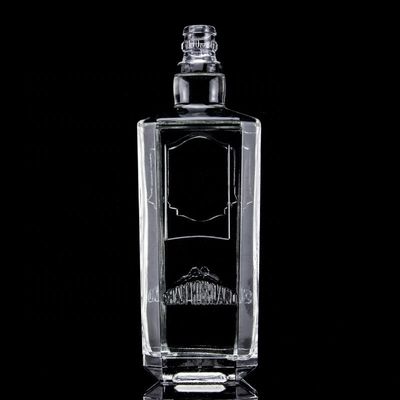 750 ml 75 cl Super Flint Carré Bouteille en verre en relief avec bouchon à vis Rum Vodka Whisky