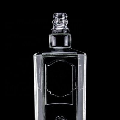 750 ml 75 cl Super Flint Carré Bouteille en verre en relief avec bouchon à vis Rum Vodka Whisky