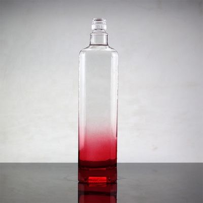 750 ml Bouteille en verre bleu carré avec couleur dégradée et capuchon à vis