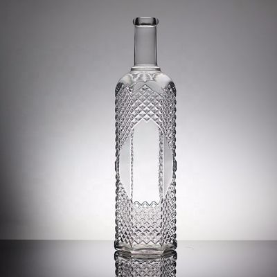 Bouteille d'alcool en verre de cristal de 750 ml industrielle avec décoration de gel/peinture/impression