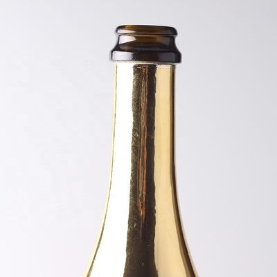 Bouteilles en verre de champagne en or sur mesure avec un bouchon en plastique pour le matériel du corps en verre
