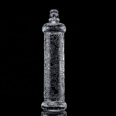 Belle bouteille en verre en relief de dragon avec couvercle en or Logo personnalisé et base en verre